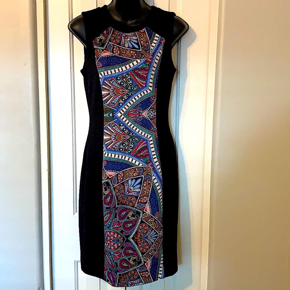VGUC-Nicole Miller tight fit dress w/colored pattern